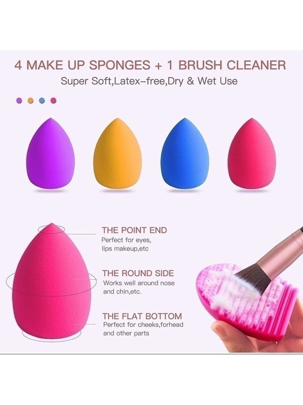 NEW-18PC Makeup Brush Set, 4Pc BlenderSponge,1PcBrushCleaner+2Pc FREE Mask Brush - Picture 7 of 7